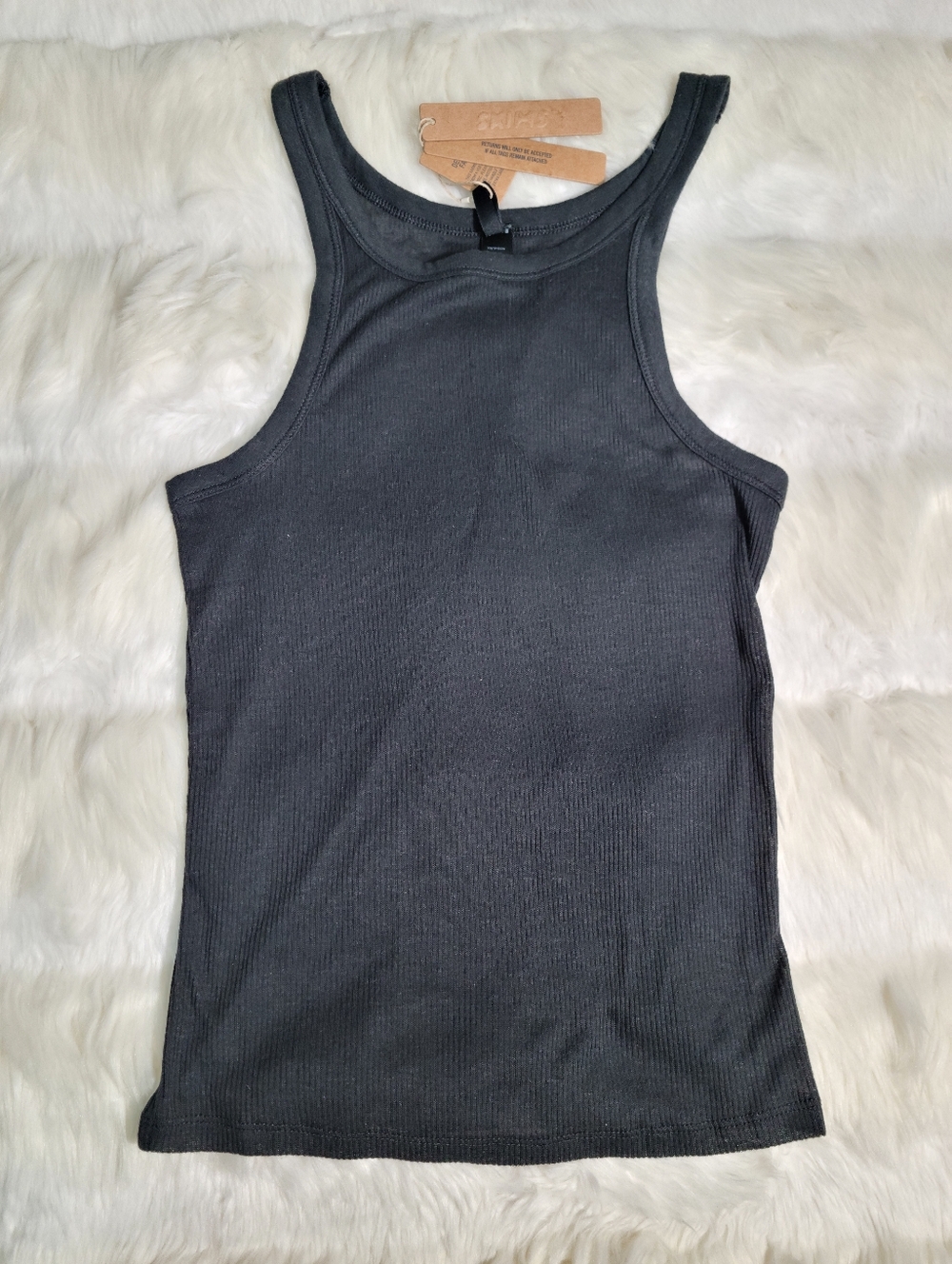 SKIMS Threadbare Tank Black Soot Women X-Small NEW